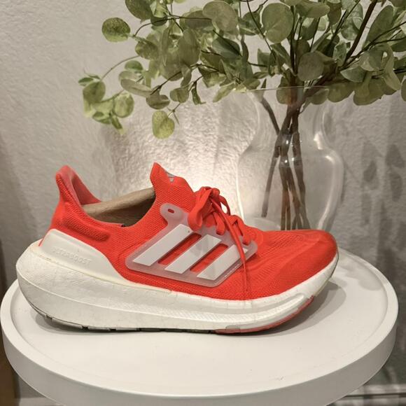 Adidas Solar Red Ultraboost Lite Womens 8.5 Very Good Orange White Running Shoe - Picture 1 of 7
